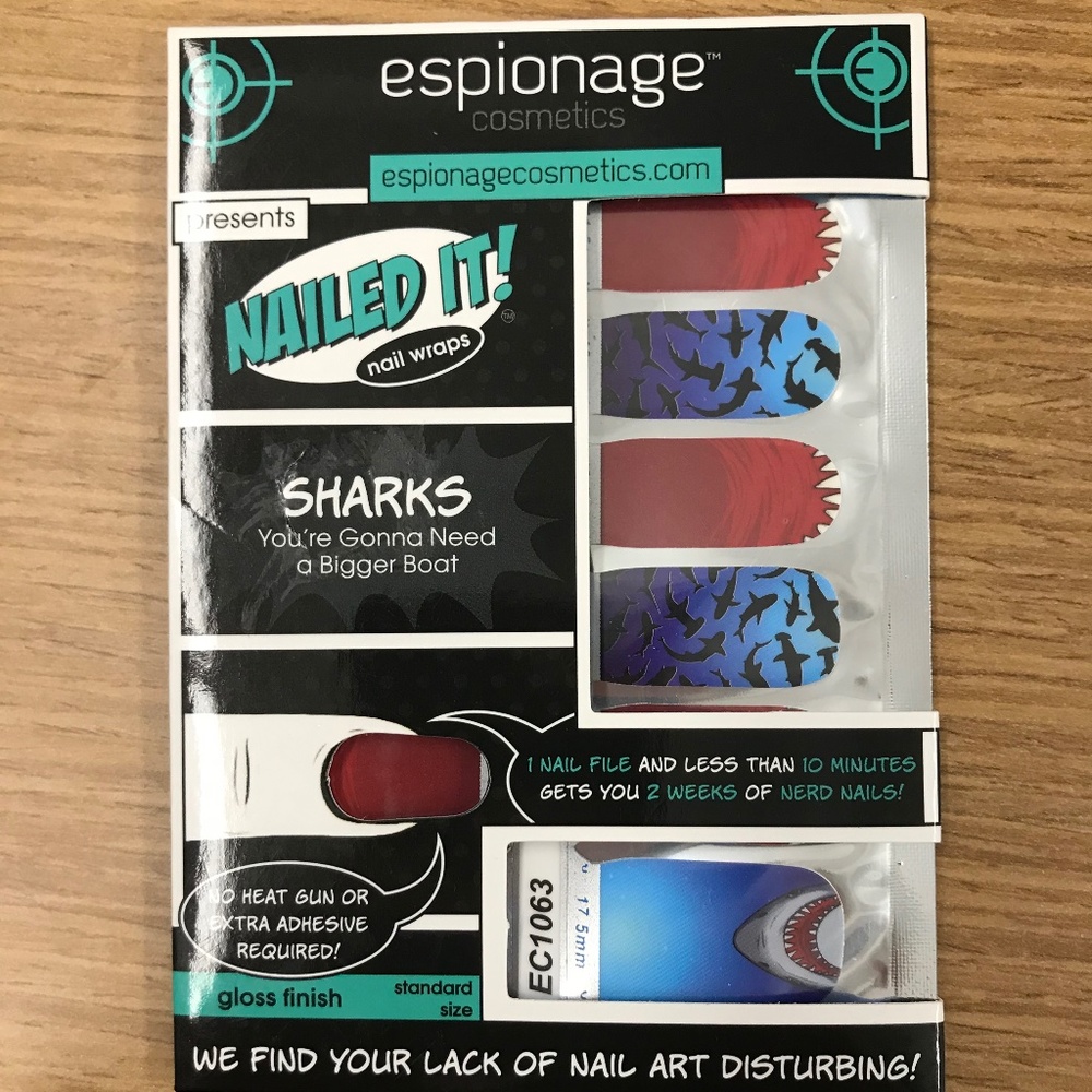 Nailed It!  Espionage Cosmetics Nail Art Wraps Sharks